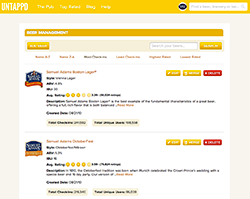 Beer management page screenshot